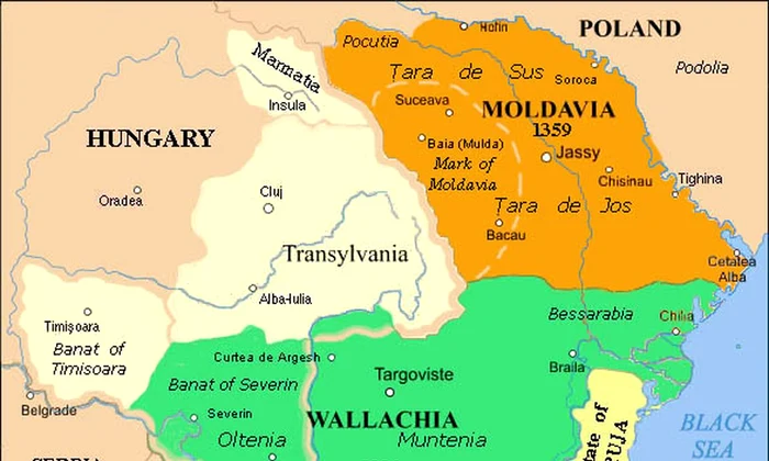 Țările Române în a doua jumătate a veacului al XIV-lea (© Wikimedia Commons)