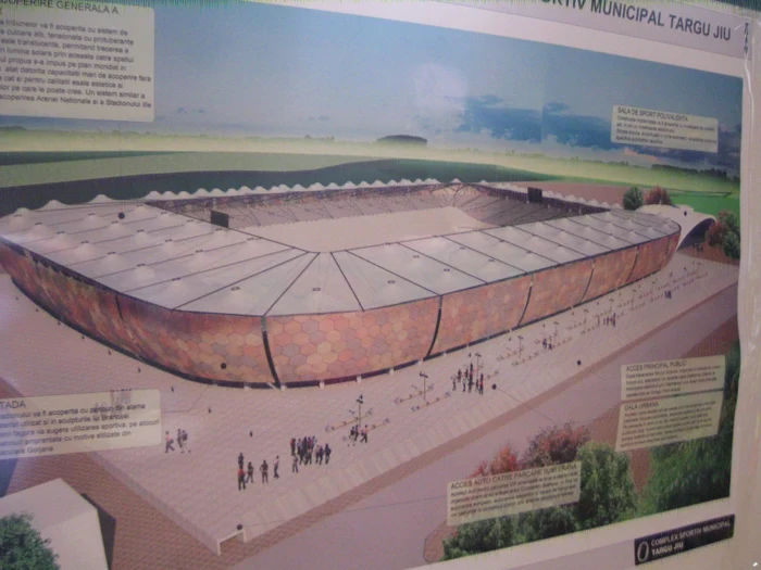 Una dintre variantele stadionului de la Târgu Jiu