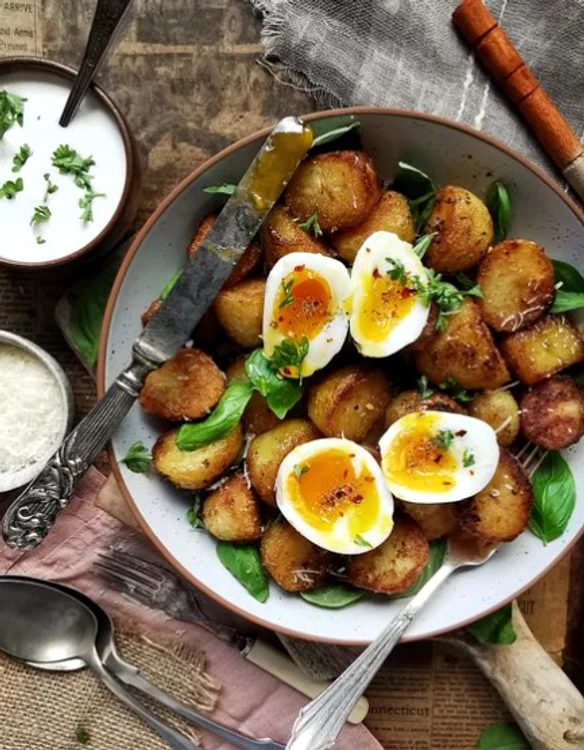 Cartofi rumeniți cu ou - prânzul copilăriei