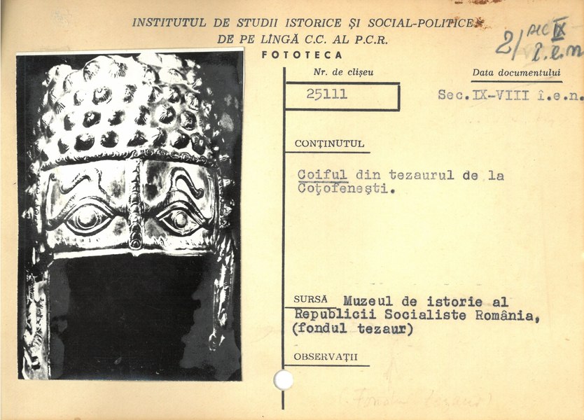 „Aventurile” prin care a trecut coiful de aur de la Coțofenești până să ajungă în patrimoniul național. Relatarea scriitorului Ion Marin Sadoveanu