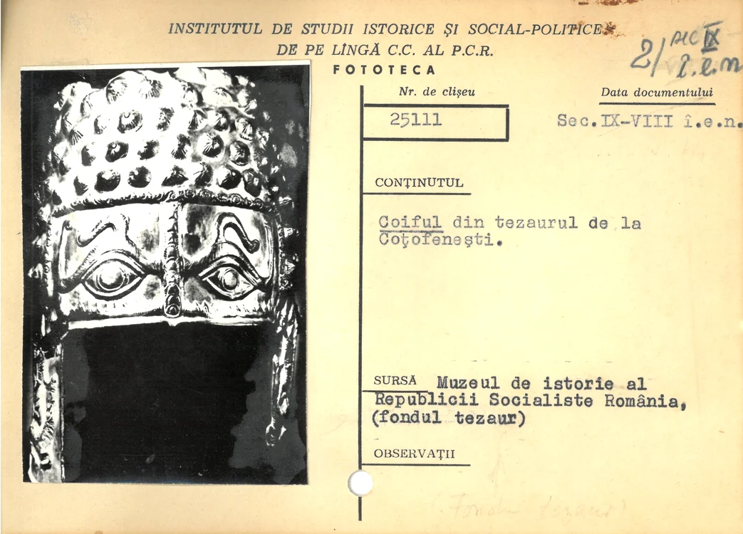 Coiful de la Coțofenești a intrat proprietatea statului printr-o donație. FOTO Arhivele Naționale
