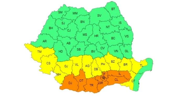 Harta județelor afectate de caniculă
