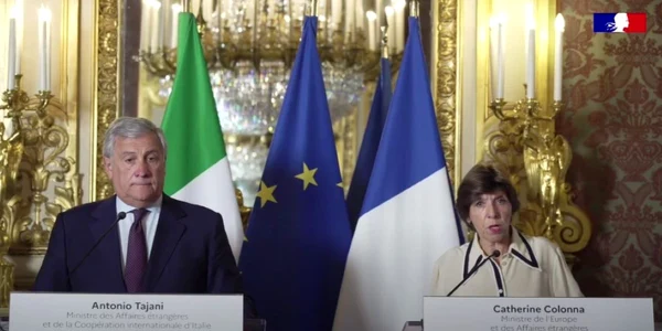 Şeful diplomaţiei italiene Antonio Tajani și Catherine Colonna. Foto Captură video YouTube
