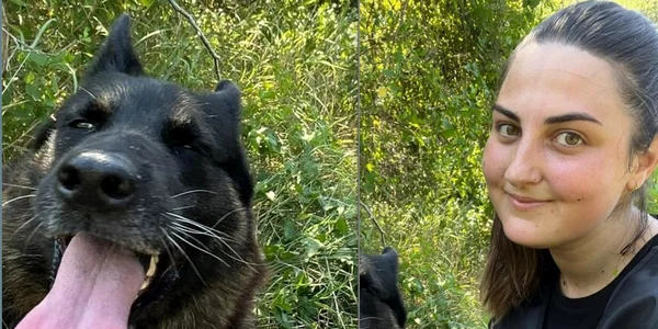 Poliţista şi câinele de urmă Sultar FOTO IPJ Galaţi