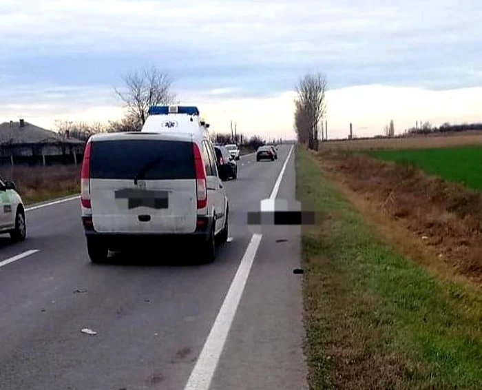 Pietonul a fost accidentat mortal FOTO IPJ Ialomiţa