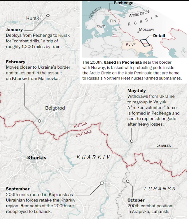 Unde a fost desfășurată Brigada de elită 200 în Ucraina FOTO via Washington Post