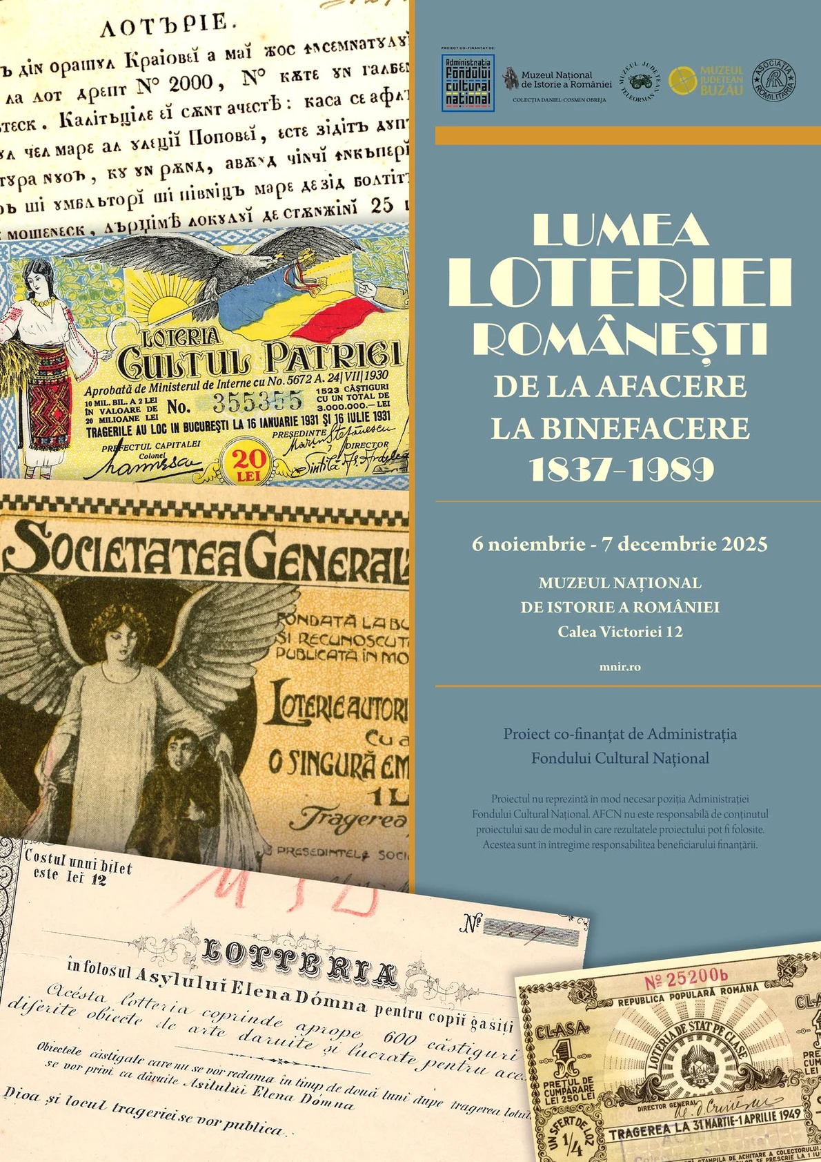 Afiș Expoziția Lumea loteriei românești la MNIR (1) jpg