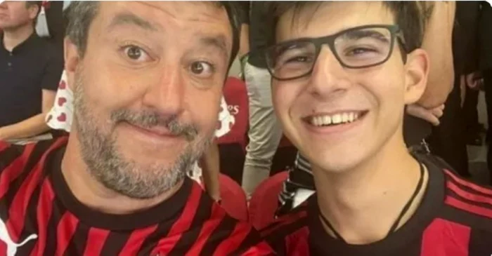 Federico Salvini alături de tatăl său.