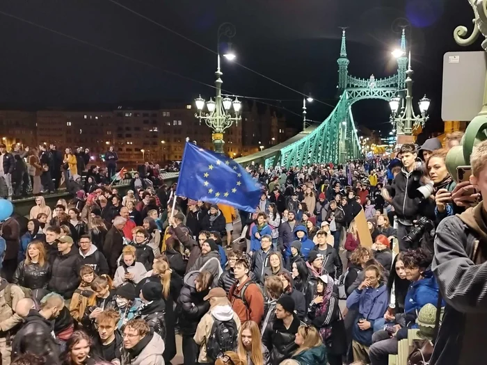 Protestul de marți, 1 aprilie, din Budapesta/FOTO: X