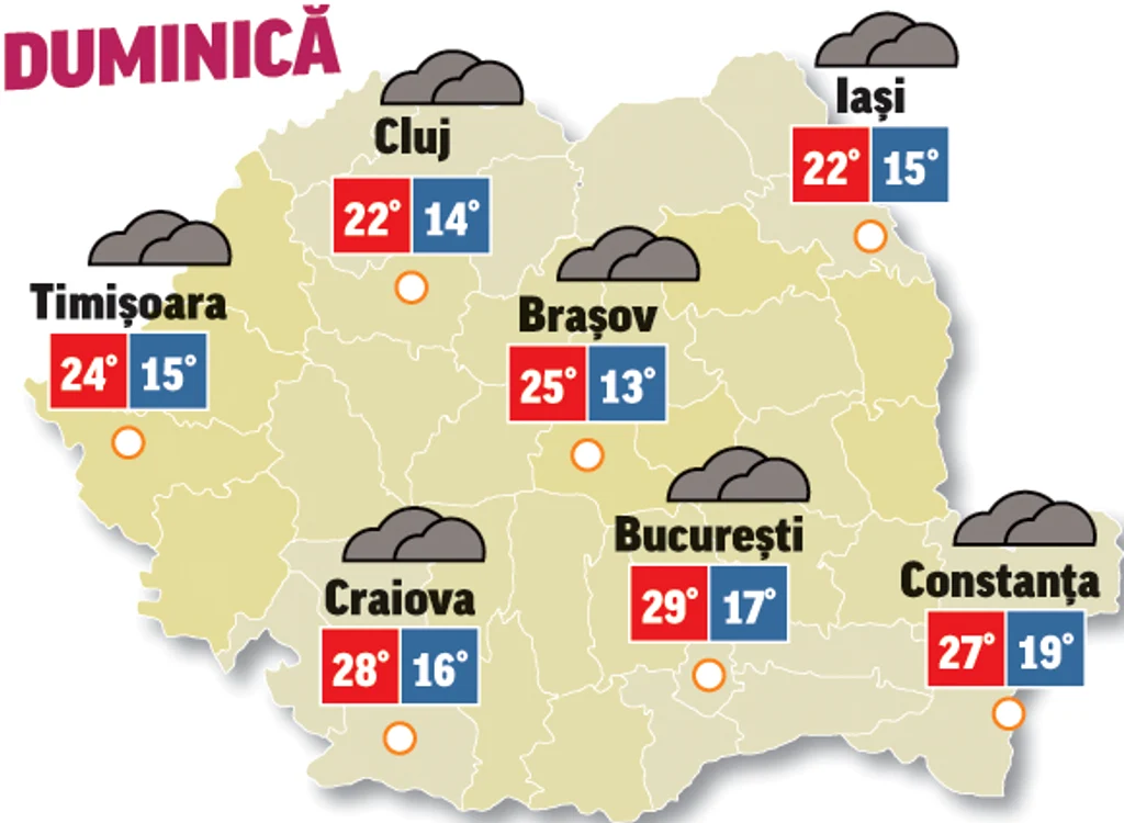 Astăzi, vremea va fi deosebit de caldă și chiar dacă pe cer vor persista norii nu sunt șanse de precipitații