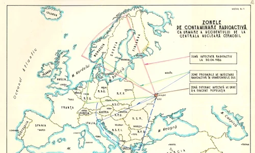 Zonele de contaminare radioactivă ca urmare a accidentului de la Cernobîl (© Arhivele Naționale ale României, fond CC al PCR - Secția Administrativ Politică, dosar 42/1986, fila 12)