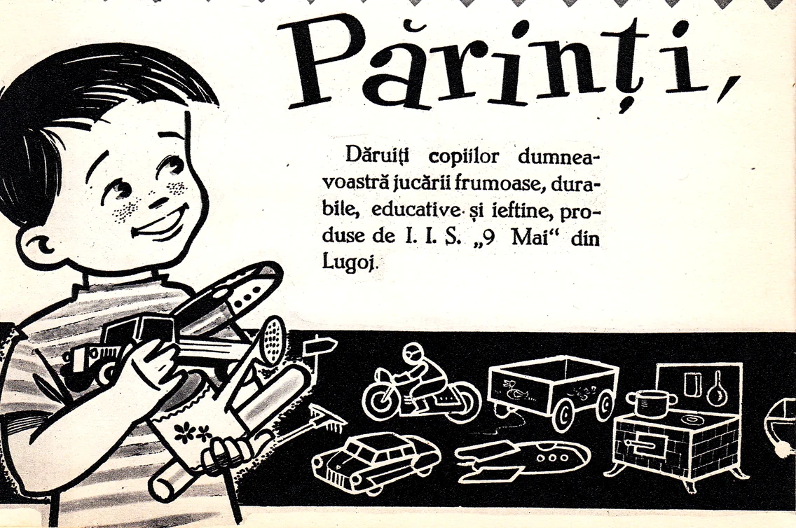 În perioada comunistă, reclamele la jucării se publicau în diverse reviste