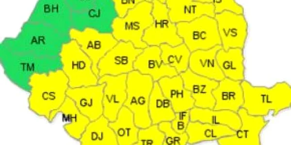 Yellow code warning for rain and storms in Romania