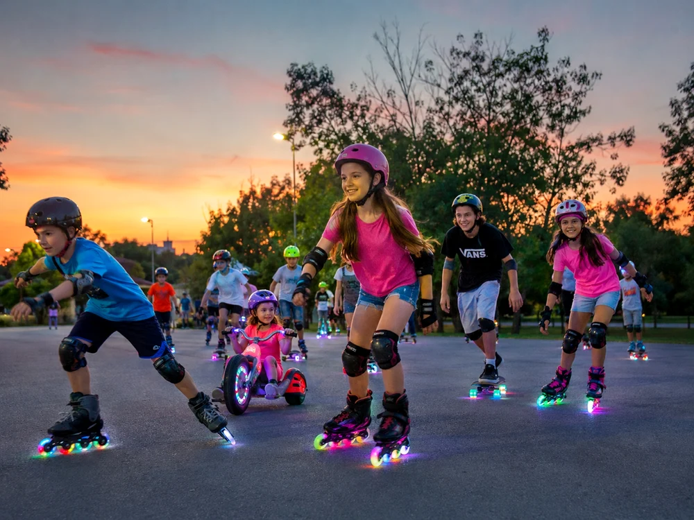 Copii și adolescenți activi în parc – mișcare, joacă și libertate pe roți luminoase F: DMS/Adevărul