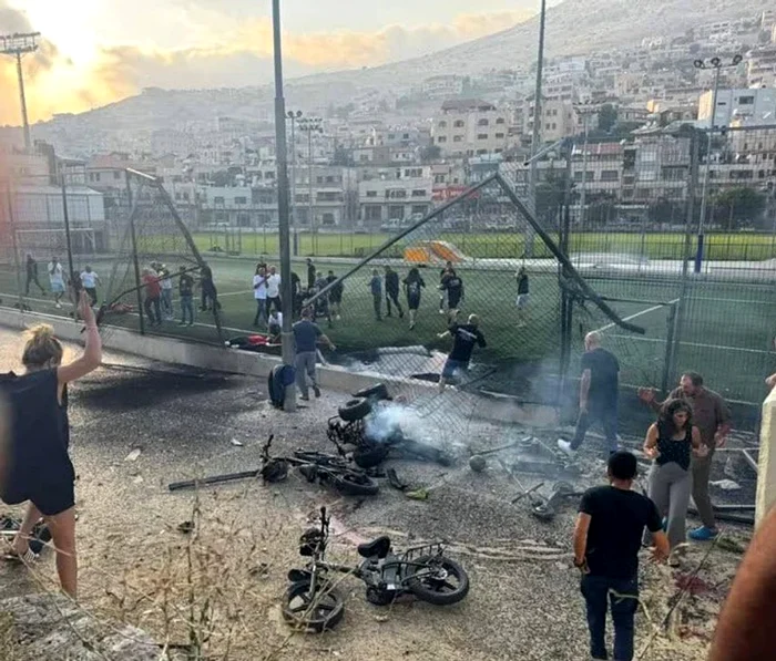 Un atac violent a avut loc pe un teren de fotbal din platoul Golan FOTO: X/Sulaiman Ahmed