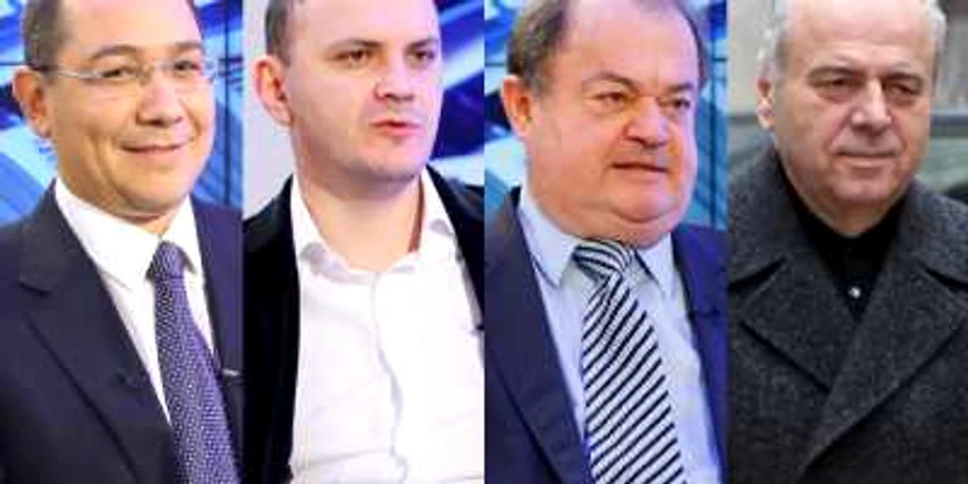 Patru dintre clienţii fideli ai DNA Ploieşti. De la stânga la dreapta: Victor Ponta, Sebastian Ghiţă, Vasile Blaga, Gheorghe Ştefan ”Pinalti”. Claj foto: ”Adevărul”