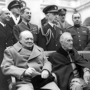 Winston Churchill, Franklin D. Roosevelt și Iosif Stalin, la conferința de la Ialta (© The Library of Congress)