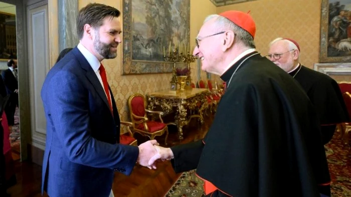 JD Vance a fost primit la Vatican de cardinalul Pietro Parolin. Foto: VaticanNews