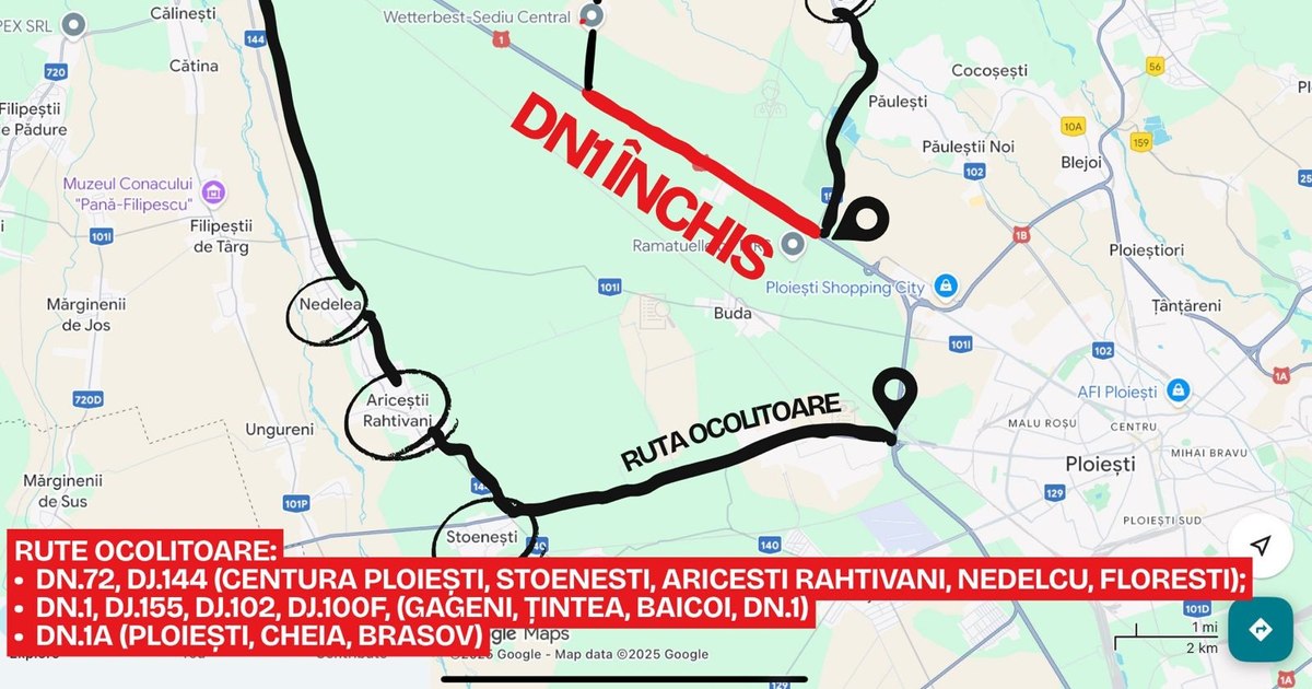 Se închide circulația pe DN1 în Prahova