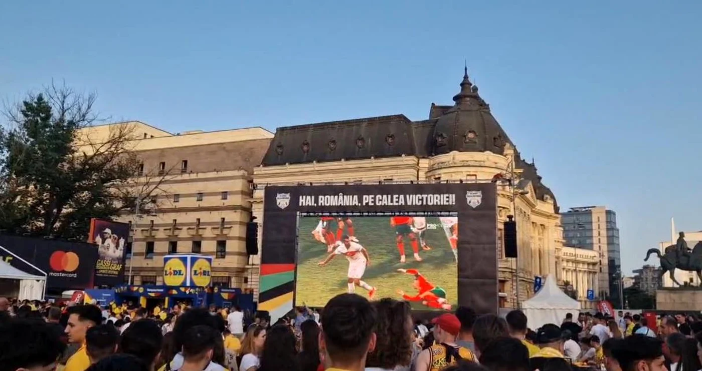 Centrul Bucureștiului, plin de suporteri FOTO: captură video