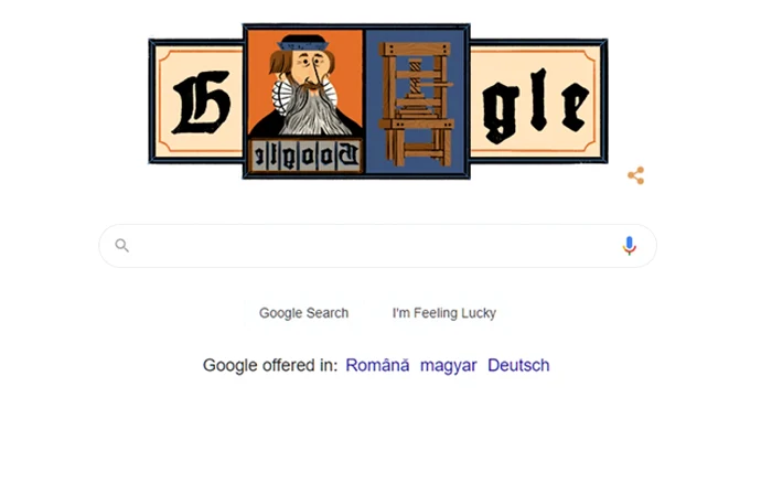 Google doodle Gutenberg.