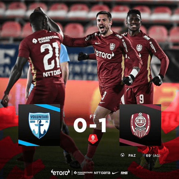CFR Cluj a învins cu 1-0 în ultimul meci din etapa a 23-a a Superligii de fotbal