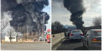 Incendiu pe DN 1, în județul Sibiu Trafic blocat, mesaj RO ALERT emis din cauza fumului dens și negru FOTO: Facebook