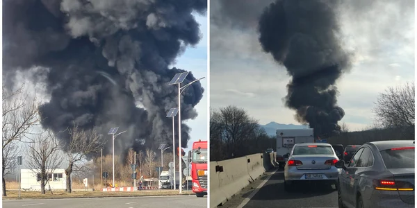 Incendiu pe DN 1, în județul Sibiu  Trafic blocat, mesaj RO ALERT emis din cauza fumului dens și negru FOTO: Facebook