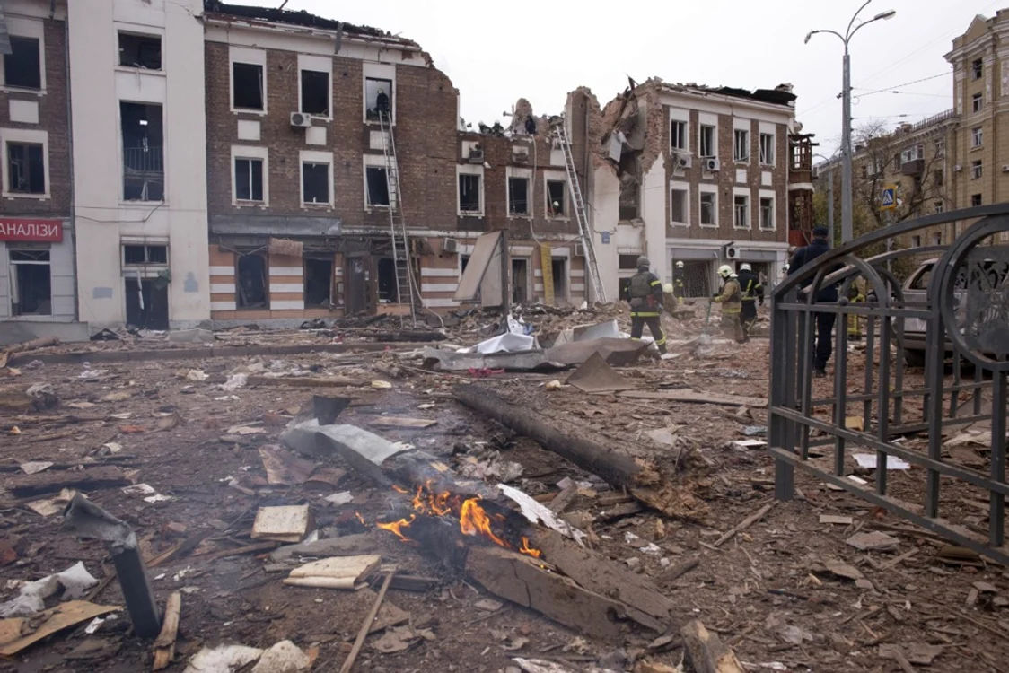 Așa arată Harkov dupa un bombardament rusesc. FOTO: EPA EFE 