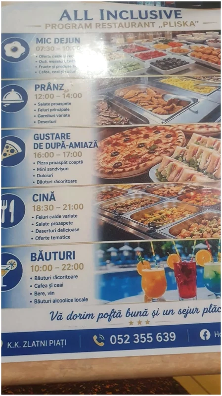 Meniul din hotelul all-inclusive din Bulgaria. Foto: Facebook