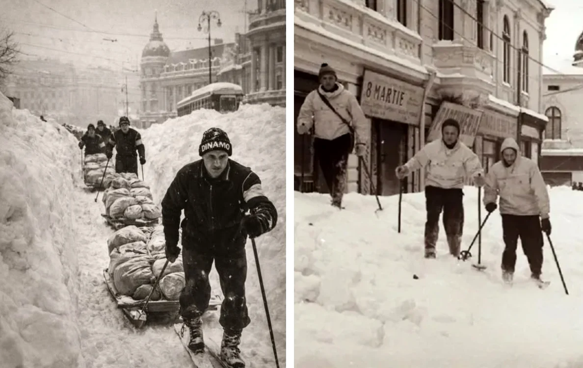 120 de schiori au salvat Bucureștiul în timpul marelui viscol din 1954. Foto: Arhivă