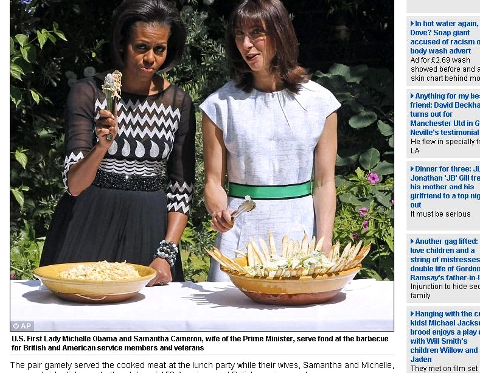Michelle Obama şi Samantha Cameron au împărţit grătarele FOTO: Daily Mail