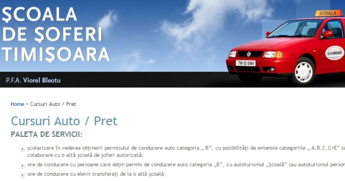 Şcoala de şoferi 2015. Costul unui permis de categorie B (autorturism) costă cel puţin 1.700 de lei FOTO www.scoaladesoferitimisoara.ro