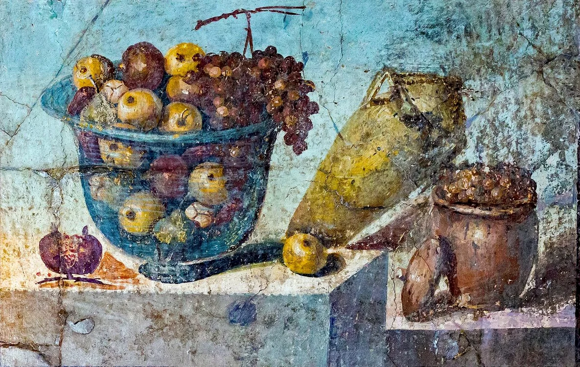 Frescă din Pompeii reprezentând alimente