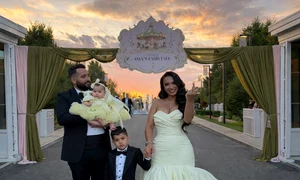 Larisa Udilă, alături de familia ei la botezul fiicei sale/ sursă foto: Instagram