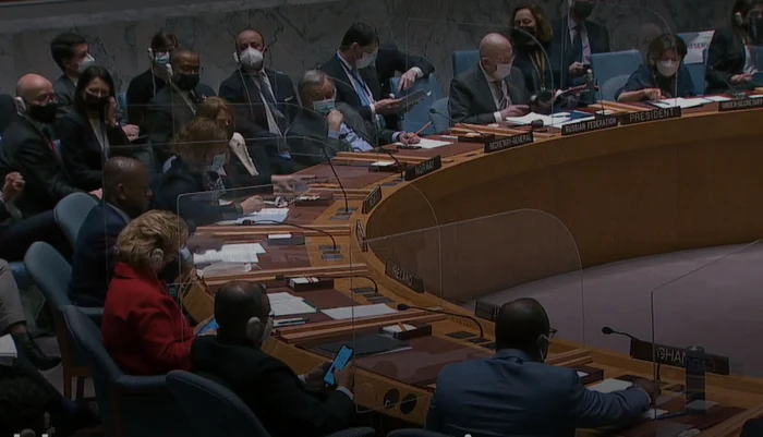 Consiliul de Securitate ONU, în momentul invaziei Rusiei în Ucraina FOTO: Captură video