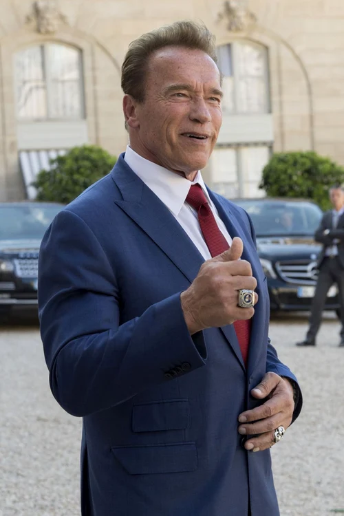 Le président de la République française Emmanuel Macron a reçu Arnold Schwarzenegger au palais l'Elysée à Paris jpeg