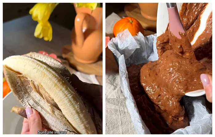 Chec cu banane / FOTO: Colaj captură video TikTok