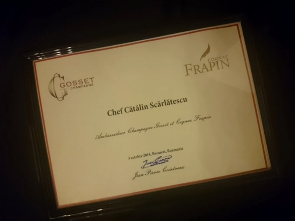 Certificatul primit de Scărlătescu, în cadrul ceremoniei