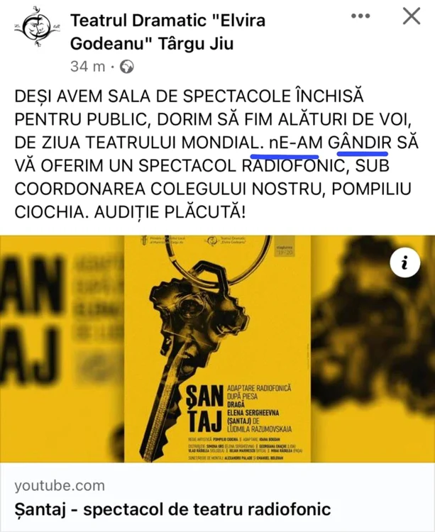 Postările de pe pagina de Facebook sunt pline de greșeli Foto: Facebook