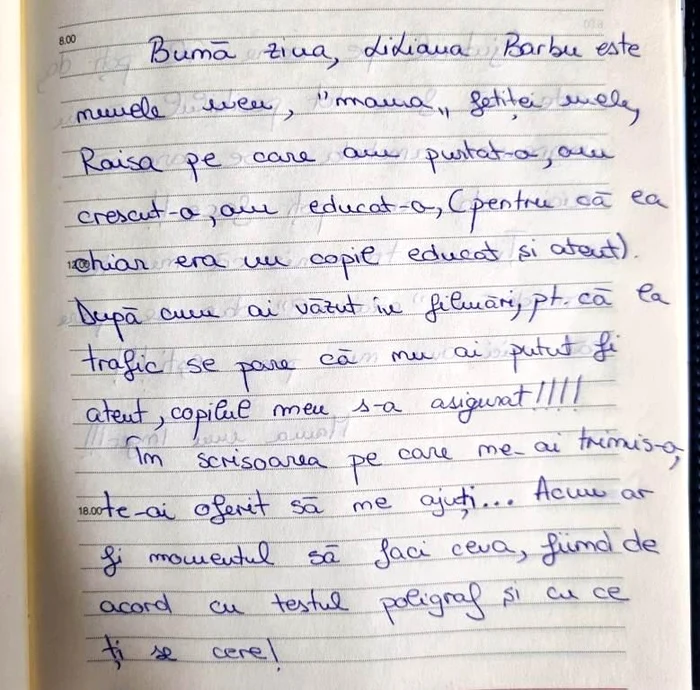 Prima pagină a scrisorii mamei Raisei. Foto: indrumari-juridice.eu