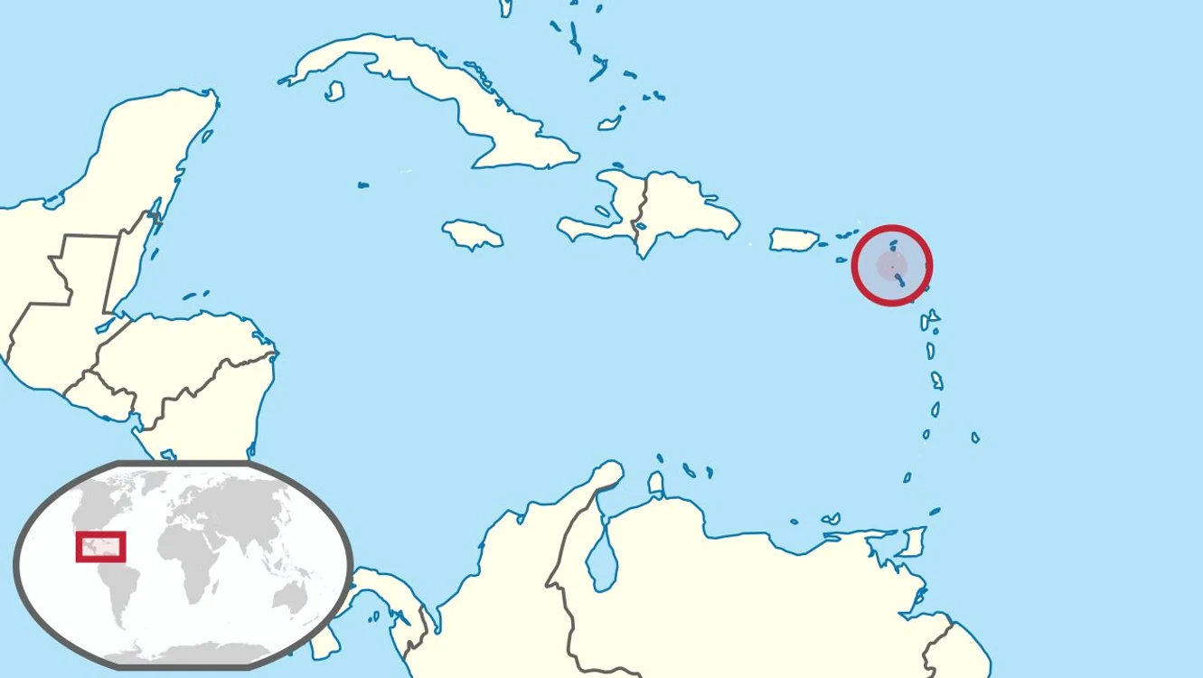 Locația insulei Sint Eustatius (încercuită cu roșu) în Caraibe (© TUBS / Wikimedia Commons)