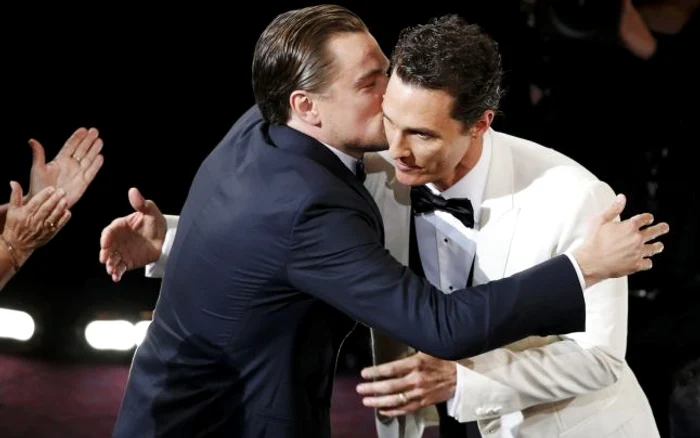 Leonardo DiCaprio îşi felicită adversarul, pe Matthew McConaughey FOTO Reuters