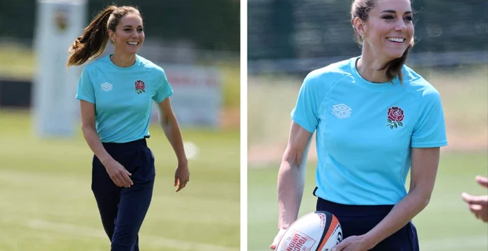 Kate Middleton ăși lasă copii în haine sport și părul prins / Foto: Profimedia