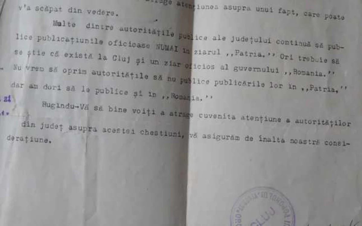 adresa publicitate 1920 - documente din arhivele nationale sibiu