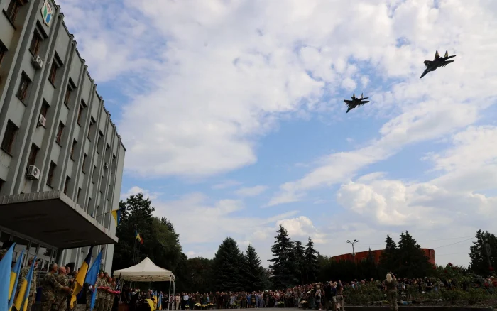 Omagiu adus pilotului ucrainean FOTO Serviciul de presă al Forțelor Aeriene ale Ucrainei