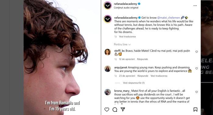 Matei se prezintă publicului FOTO Captură Instagram