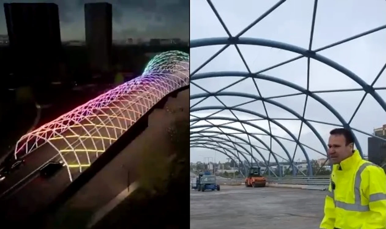 Pasajul Europa Unită (macheta) și Pasajul spre A2 (în lucru) - colaj foto