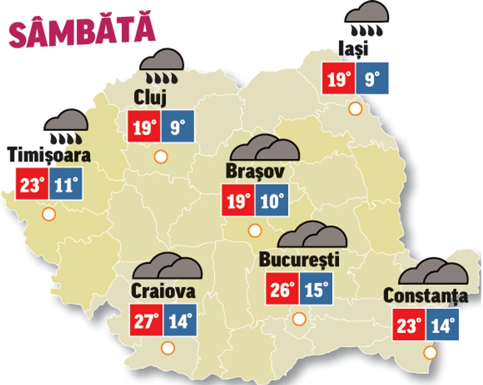 Prognoza meteo 16 mai aduce vreme rece cu precipitații în majoritatea regiunilor