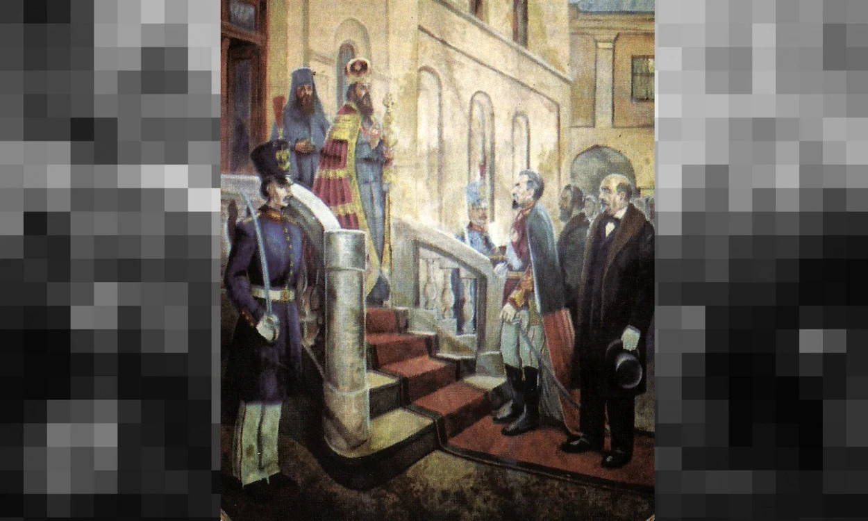 Pictură a vizitei lui Cuza la Buzău SURSA arhivă